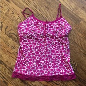 Womens American Eagle Pink/white Cami Large